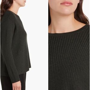 NWT Eileen Fisher Rib Crewneck Merino Wool Sweater in Ivy Size 1X